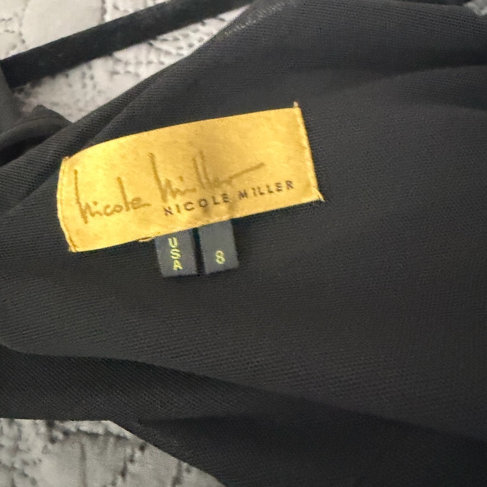 Nicole Miller Black Sleeveless Evening Dress with Draped Bodice